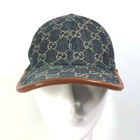 GUCCI 656206 Denim GG logo hat cap baseball cap GGCanvas Navy/Brown main image 13